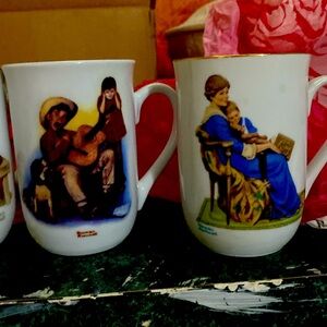 14 never used mugs with Norman Rockwell drawings
